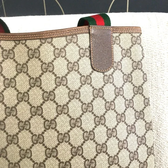 Gucci authentic brown monogram coated canvas tote bag - Picture 9 of 15